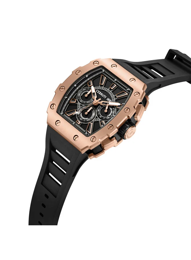 CERRUTI 1881 Gubbio Black Dial Silicone Strap Chronograph Watch for Men, 43.5mm
